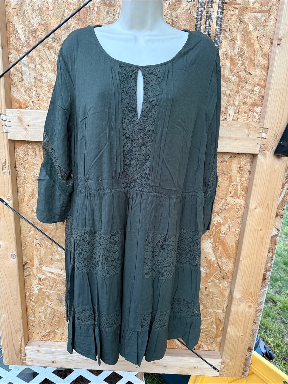torrid Olive Green Tunic with Lace Insets